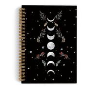 QLMX Mystical Witchy Moon Phase - Taccuino a spirale con fasi lunari celesti, sole, luna e stelle, quaderno gotico Dark Academia per lavoro scolastico, forniture per ufficio streghe, regali per donne