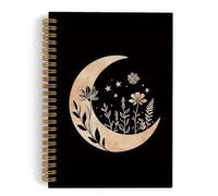 QLMX Taccuino a spirale con luna mistica dorata, diario con luna crescente strega, quaderni celestiali dark Academia, per lavoro scolastico, forniture per ufficio streghe, regali per donne, 14 x 20 cm