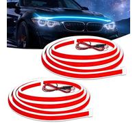QLOUNI 2 PCS 180cm Luci a LED Esterne per Auto Scan Start Striscia Luminosa per Cofano 10-16V Luce di Marcia Diurna Flessibile IP65 Impermeabile per SUV, Camion (Blu)