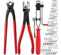 QLOUNI Set di 38 fascette stringitubo in acciaio inox CV con pinza di serraggio e morsetti, utensile per fascette stringitubo, 7 misure, fascette di serraggio regolabili, manicotti per asse, morsetti