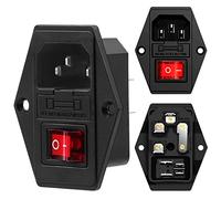 QLOUNI Spinotto Adattatore Spina Maschio 3pz Modulo Interruttore Modulo Ingresso Maschio Presa di Corrente con Fusibile Interruttore, Inlet modulo Spina Interruttore a 3 Pin IEC320 C14,10A 250V