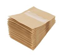 QLoztyse 50 Pezzi Sacchetti Carta Autosigillanti Buste Alimenti Ziplock Stand Up Finestra Visibile Confezione Riutilizzabile Perfetti per Dolci tè Frutta, 9x14 + 3