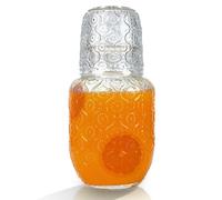 QLoztyse Caraffa da comodino vintage e set in vetro - Caraffa per acqua da comodino e vetro con tazza, brocca in vetro da 14 once e tazza da 5 once per decanter da tavolo