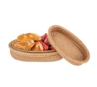 QLoztyse Cestini per il pane da servire, cestino grande per scaldare il pane per tavola, cena, panini, cracker e snack, cestino in vimini intrecciato per frutta, organizer per cucina, set da 3