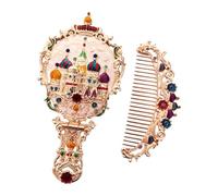 QLoztyse Set Specchio E Pettine per Donna, Accessorio Cosmetico Portatile, Specchio Da Trucco Da Tavolo, Castello