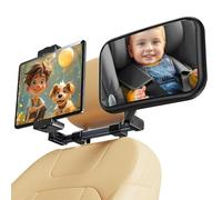 Qloztyse Specchietto retrovisore per auto per neonati, con supporto e gancio, per poggiatesta fisso, di sicurezza, grande, regolabile, per auto Rearview, 2 in 1