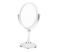 QLoztyse Specchio Ingranditore Da Trucco Doppio Lato Specchio Da Cosmetici Specchio Da Tavolo Pedestal Girevole in Vetro Adatto per Cura Della Pelle Rasatura D, ovale