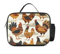 QLPTM A Flock of Chickens - Borsa termica per il pranzo, riutilizzabile, portatile, per viaggi, picnic, escursioni