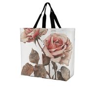 QLPTM Borsa della spesa in stile clipart rosa per donne uomini borse di totalizzatore grandi riutilizzabili borsa a tracolla pieghevole borsa della spesa, 40x40x16cm