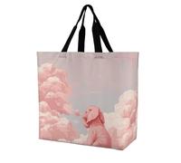 QLPTM Borsa per la spesa con elefante tra le nuvole per donne e uomini, riutilizzabile, grande, borsa a tracolla pieghevole, borsa della spesa, 40 x 40 x 16 cm