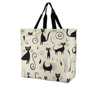 QLPTM Borsa per la spesa con gatto e vortice per donne e uomini, riutilizzabile, grande, borsa a tracolla pieghevole, borsa della spesa, 40 x 40 x 16 cm