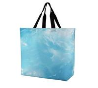 QLPTM Borsa per la spesa con immagine azzurra per donne e uomini, riutilizzabile, grande, pieghevole, borsa a tracolla