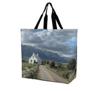QLPTM Borsa per la spesa con immagine di fattoria bianca, per donne e uomini, riutilizzabile, grande, borsa a tracolla pieghevole, borsa per la spesa, 40 x 40 x 16 cm