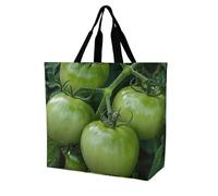 QLPTM Borsa per la spesa con immagine di pomodori verdi, per donne e uomini, riutilizzabile, grande, borsa a tracolla pieghevole, borsa per la spesa, 40 x 40 x 16 cm