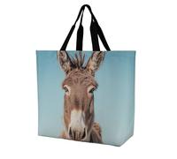 QLPTM Borsa per la spesa con immagine reale di asino, per donne e uomini, riutilizzabile, grande, borsa a tracolla pieghevole