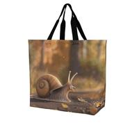 QLPTM Borsa per la spesa con lumaca sulla strada, per donne e uomini, riutilizzabile, grande, pieghevole, borsa a tracolla
