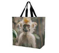 QLPTM Borsa per la spesa con scimmia dai capelli dorati, per donne e uomini, riutilizzabile, grande, pieghevole, borsa a tracolla per la spesa, 40 x 40 x 16 cm