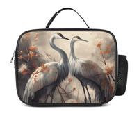 QLPTM Borsa termica per il pranzo, colore grigio e beige, riutilizzabile, per viaggi, picnic, escursioni