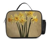 QLPTM Borsa termica per il pranzo con diversi narcisi gialli, riutilizzabile, portatile, per viaggi, picnic, escursioni