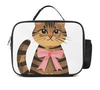 QLPTM Borsa termica per il pranzo con gatto con nastro, riutilizzabile, portatile, per viaggi, picnic, escursionismo