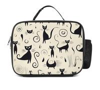 QLPTM Borsa termica per il pranzo con gatto e vortice, riutilizzabile, portatile, per viaggi, picnic, escursioni