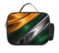 QLPTM Borsa termica per il pranzo con motivo in metallo, riutilizzabile, portatile, per viaggi, picnic, escursioni