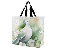 QLPTM Dove con un fiore borsa per la spesa per donne e uomini, riutilizzabile, grande, borsa a tracolla pieghevole, borsa della spesa, 40 x 40 x 16 cm