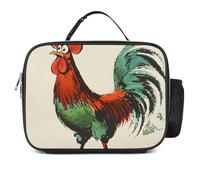 QLPTM Grande borsa termica per il pranzo con piume rosse, riutilizzabile, portatile, per viaggi, picnic, escursioni