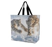 QLPTM Playing in the Snow, borsa per la spesa per donne e uomini, riutilizzabile, grande, pieghevole, borsa a tracolla per la spesa, 40 x 40 x 16 cm
