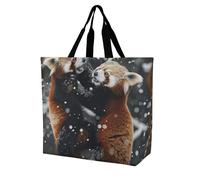 QLPTM Playing in the Snow, borsa per la spesa per donne e uomini, riutilizzabile, grande, pieghevole, borsa a tracolla per la spesa, 40 x 40 x 16 cm