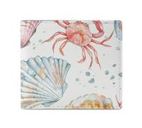 QLPTM Portafogli in pelle con conchiglie e granchi, per donne e uomini, sottile, porta carte di credito, piccolo portafoglio bifold, conchiglie e granchi, taglia unica, casual