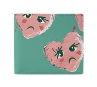 QLPTM Portafogli in pelle con cuore spezzato color pesca, per donne e uomini, sottile, porta carte di credito, piccolo portafoglio bifold, cuore spezzato pesca, taglia unica, casual