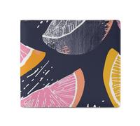 QLPTM Portafogli in pelle con fette di limone e arancia, per donne e uomini, sottile, porta carte di credito, piccolo portafoglio bifold, fette di limone e arancia, taglia unica, casual