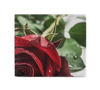 QLPTM Portafogli in pelle con motivo floreale con scritta "There is Water on the Flower" per donne e uomini, sottile, porta carte di credito, piccolo portafoglio bifold, c'è acqua sul fiore, taglia