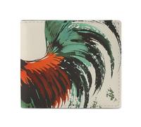 QLPTM Portafogli in pelle con piume rosse per donne e uomini, sottile, porta carte di credito, piccolo portafoglio bifold, grande piuma rossa, taglia unica, casual