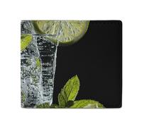 QLPTM Portafogli in pelle per donne e uomini, sottile, porta carte di credito, portafoglio a due pieghe, vino su ghiaccio, taglia unica, casual