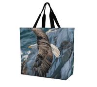 QLPTM Soaring Eagle - Borsa per la spesa per donne e uomini, riutilizzabile, grande, pieghevole, borsa a tracolla