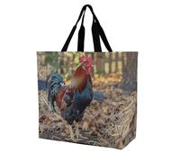 QLPTM Una bella borsa per la spesa a forma di gallo per donne e uomini, riutilizzabile, grande, pieghevole, borsa a tracolla per la spesa