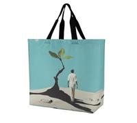 QLPTM Walking in The Desert Borsa per la spesa per donne e uomini, riutilizzabile, grande, borsa a tracolla pieghevole, borsa della spesa, 40 x 40 x 16 cm