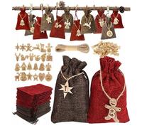 QLS Calendario Dell'Avvento 2024 Jutesaeckchen da Riempire 24 Pz. DIY