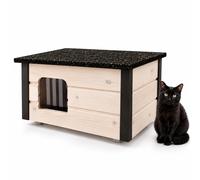 QLS Casa Del Gatto In Legno Isolata Per Esterni 57 x 47 Cm Bianca