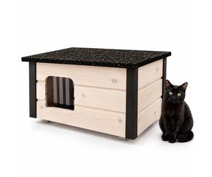 QLS Casa Del Gatto In Legno Isolata Per Esterni 57 x 47 Cm Bianca