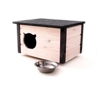 QLS Cuccia per Cane Casa Gatto 57x47 CM IN Legno Isolato Intemperie