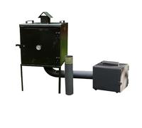 QLS Forno per affumicatura in metallo con braciere, 50 x 50 x 50 cm, con termometro, 6 ganci, deflettore, set di tubi, robusta struttura in lamiera d'acciaio, resistente al calore