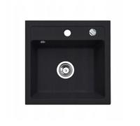 QLS Lavello 44x44 Cm In Granito Con Sifone Automatico - Bella Nera