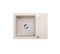 QLS Neli Lavello Cucina 59x44 cm Beige Con Vasca Reversibile Scolapiatti Sifone