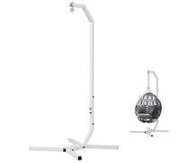 QLS Poltrona sospesa con struttura in acciaio con gancio, 203 cm, stabile fino a 100 kg, colore bianco esterno