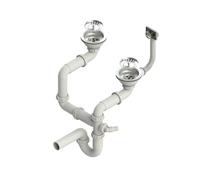 QLS Sifone Manuale 3 1/2 Pollici Per Lavelli Doppio Ottone Cromato PVC