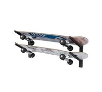 QLS Supporto da parete per 2 paia di skateboard, snowboard e sci in metallo, larghezza regolabile, 4 ganci, stabile, verniciato a polvere, colore nero