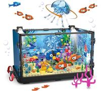 QLT Acquario Fish Tank Ideas giocattolo da costruzione con luce a LED, compatibile con Lego Acquario, mattoncini decorativi per adulti e ragazzi a partire dagli 8 ai 12 anni (725 pezzi)